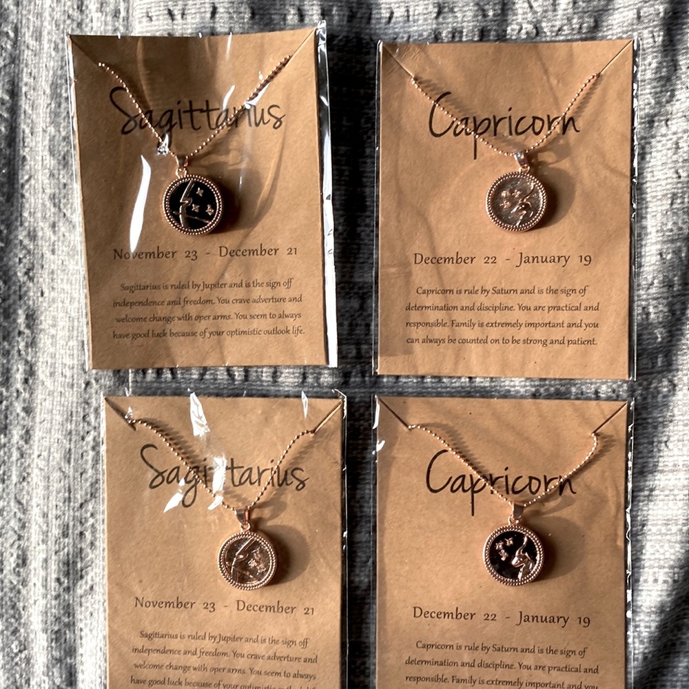 Zodiac rose gold tone necklaces